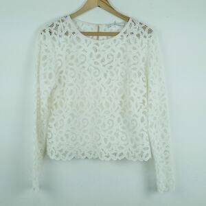 Trina Turk Medium Top White Lace Sheer Elegant Preppy Romantic Feminine NWT